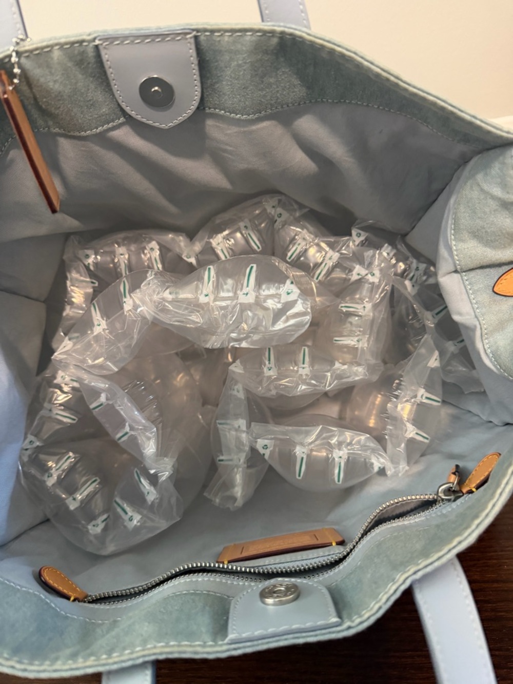 Coach Light Blue Signature Denim Tote with Detachable Strap - Picture 6 of 9